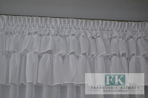 PROWANSJA FIRANA Z FALBANAMI , 3 FALBANY , retro vintage BATYST 300/160 CM