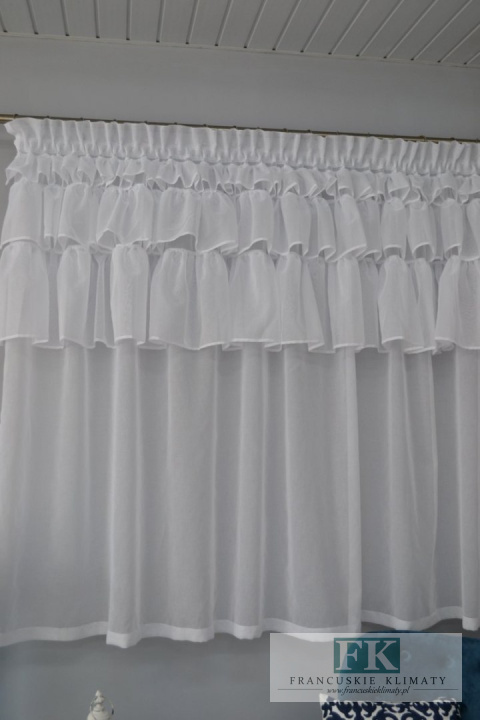 PROWANSJA FIRANA Z FALBANAMI , 3 FALBANY , retro vintage BATYST 300/160 CM
