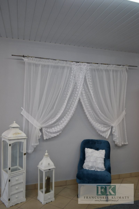FIRANA PODWIĄZYWANA SARA 170/400 , TIUL HAFT GIPIURA , PROWANSJA , SHABBY , VINTAGE , RETRO