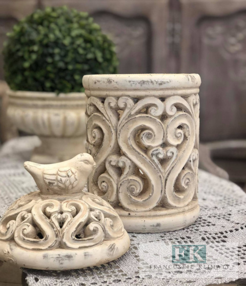 LAMPION - LATARNIA 29,5 CM betonowy z pokrywką w stylu francuskim , shabby , prowansja