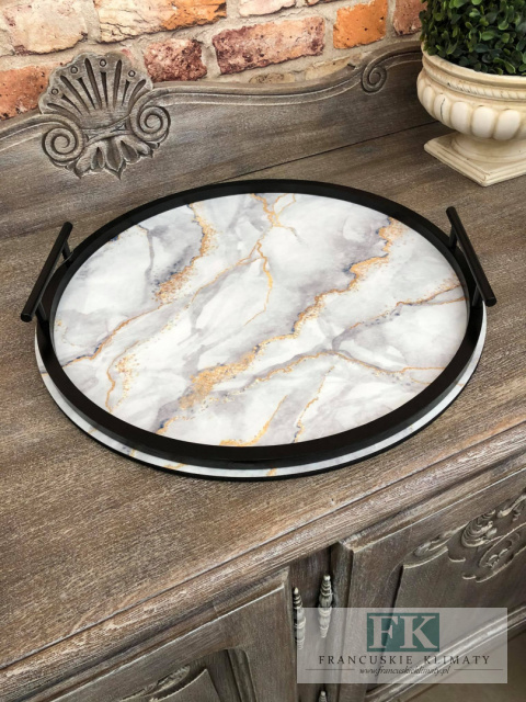 TACA DEKORACYJNA OKRĄGŁA FI 43 CM , shabby prowansja