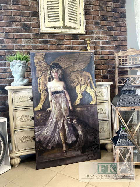 OBRAZ NA PŁÓTNIE KRÓLOWA SEMIRAMIDA 70x120 VINTAGE RETRO