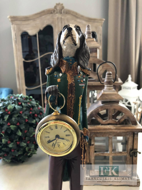 FIGURA PIES Z ZEGAREM WYS. 50 CM