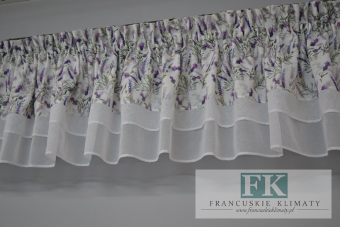 LAMBREKIN LAWENDA BATYST 400/45 , PROWANSJA , SHABBY CHIC, RETRO , VINTAGE falbany
