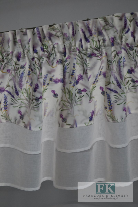 LAMBREKIN LAWENDA BATYST 400/45 , PROWANSJA , SHABBY CHIC, RETRO , VINTAGE falbany