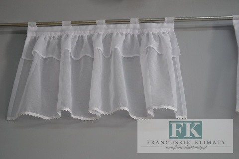 LAMBREKIN , ZAZDROSTKA NA SZELKACH . BATYST FALBANY W STYLI FRANCUSKIM , SHABBY , RETRO