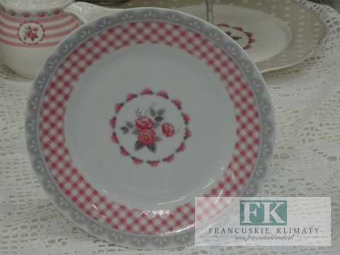 KOLEKCJA PINK ROSES TALERZ DESEROWY śr. 19 cm styl francuski, shabby, vintage