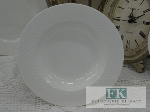 KOLEKCJA WHITE DROP TELERZ GŁĘBOKI śr. 22 cm cmstyl francuski, shabby, vintage