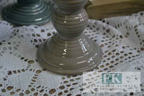 ŚWIECZNIK PORCELANOWY WYS 20,5 CM DUŻY SHABBY CHIC VINTAGE