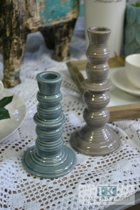 ŚWIECZNIK PORCELANOWY WYS 16 CM MAŁY SHABBY CHIC VINTAGE