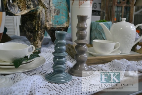 ŚWIECZNIK PORCELANOWY WYS 16 CM MAŁY SHABBY CHIC VINTAGE