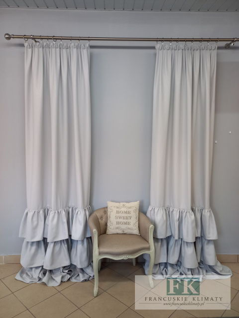 ZASŁONA 3 FALBANY BŁYSK W STYLU PROWENSALSKIM , FRANCUSKIM , SHABBY, RETRO
