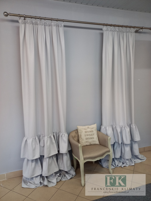 ZASŁONA 3 FALBANY BŁYSK W STYLU PROWENSALSKIM , FRANCUSKIM , SHABBY, RETRO