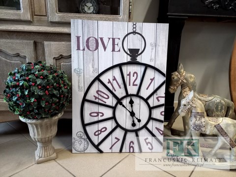 OBRAZ NA PŁÓTNIE Z ZEGAREM METAL STOPER 70X50 SHABBY VINTAGE RETRO