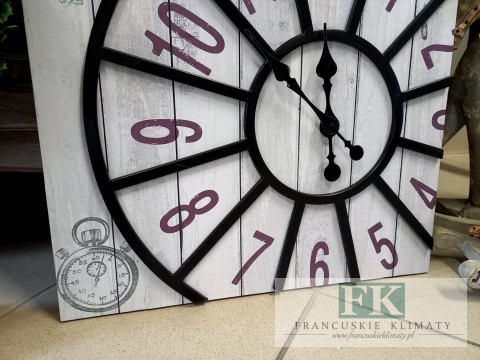 OBRAZ NA PŁÓTNIE Z ZEGAREM METAL STOPER 70X50 SHABBY VINTAGE RETRO
