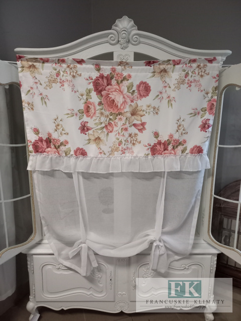 FIRANA EKRAN PANEL ROLETKA KWIATY FALBANA BATYST PROWANSJA VINTAGE
