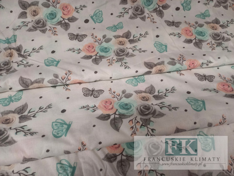 TKANINA BAWEŁNIANA , BAWEŁNA 100% , szer 160 CM PASTELOWE KWIATY
