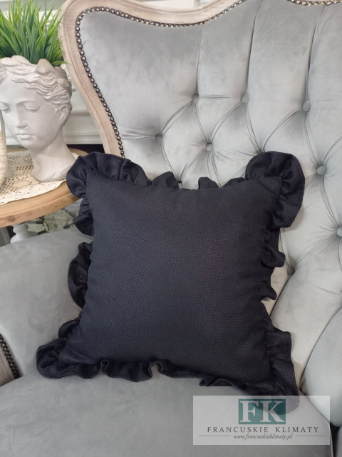 POSZEWKA 50x50cm CZERŃ ( na jaśka 40 x 40cm ) FALBANY , W STYLU GLAMOUR , LOFT