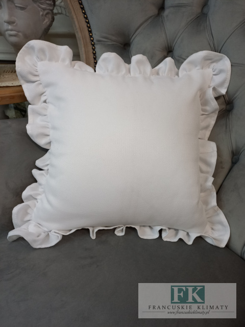 POSZEWKA 50x50cm BIEL ( na jaśka 40 x 40cm ) FALBANY , W STYLU GLAMOUR , LOFT