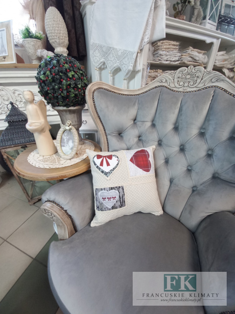 POSZEWKA 40/40 NATURA , LEN , KORONKA KROPECZKI SERCA , PROWNASJA SHABBY