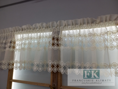 LAMBREKIN ZAZDROSTKA GIPIURA BATYST 300/45-50 cm PROWANSJA SHABBY CHIC VINTAGE