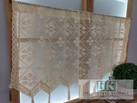 ZAZDROSTKA SZYDEŁKOWA 60X150 KREM WYRÓB RĘCZNY