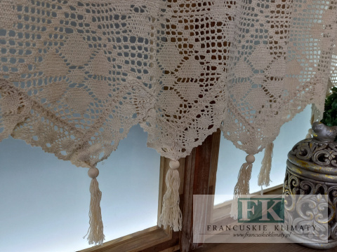 ZAZDROSTKA SZYDEŁKOWA 60X150 KREM WYRÓB RĘCZNY
