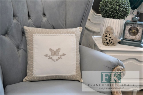 POSZEWKA HAFT MOTYL 40X40 STYL PROWENSALSKI SHABBY