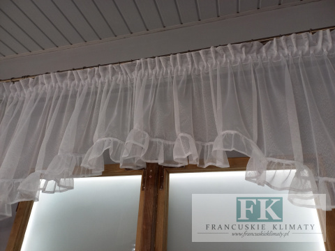 LAMBREKIN ŁUCZEK Z FALBANKĄ , MARKIZETA , 385/70 SHABBY , CHIC , PROWANSJA