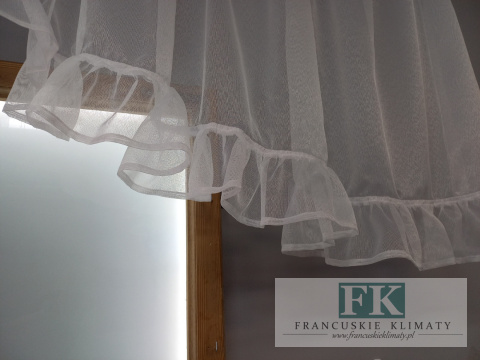 LAMBREKIN ŁUCZEK Z FALBANKĄ , MARKIZETA , 385/70 SHABBY , CHIC , PROWANSJA