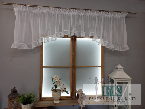 LAMBREKIN ŁUCZEK Z FALBANKĄ , MARKIZETA , 385/70 SHABBY , CHIC , PROWANSJA