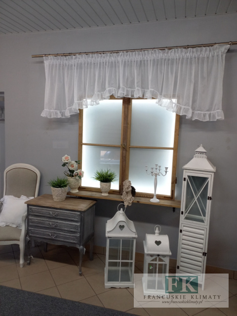 LAMBREKIN ŁUCZEK Z FALBANKĄ , MARKIZETA , 385/70 SHABBY , CHIC , PROWANSJA