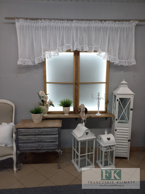 LAMBREKIN ŁUCZEK Z FALBANKĄ , MARKIZETA , 385/70 SHABBY , CHIC , PROWANSJA