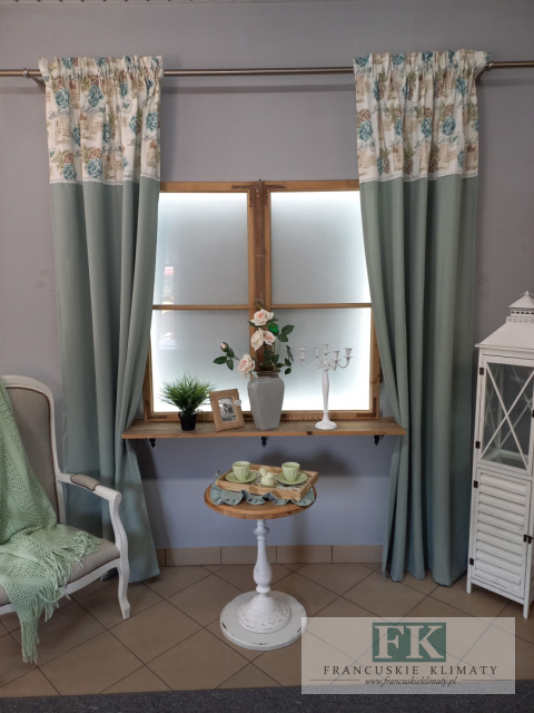 ZASŁONA BOK MIĘTA 250/140 STYL SHABBY CHICK
