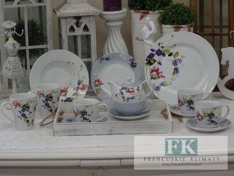 KOLEKCJA FIELD FLOWERS KPL. TALERZY NA 6 osób (18 el.) śr. 27 ml styl francuski, shabby, vintage