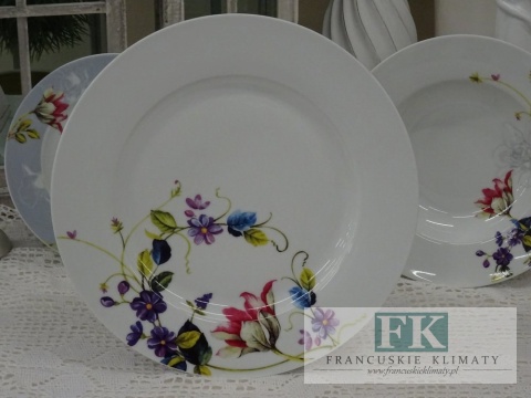 KOLEKCJA FIELD FLOWERS KPL. TALERZY NA 6 osób (18 el.) śr. 27 ml styl francuski, shabby, vintage