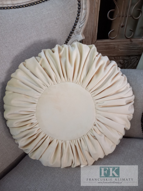EKSLUZYWNA PODUSZKA 40 CM KREM, PLISOWANA VELVET WELWET STYL FRANCUSKI