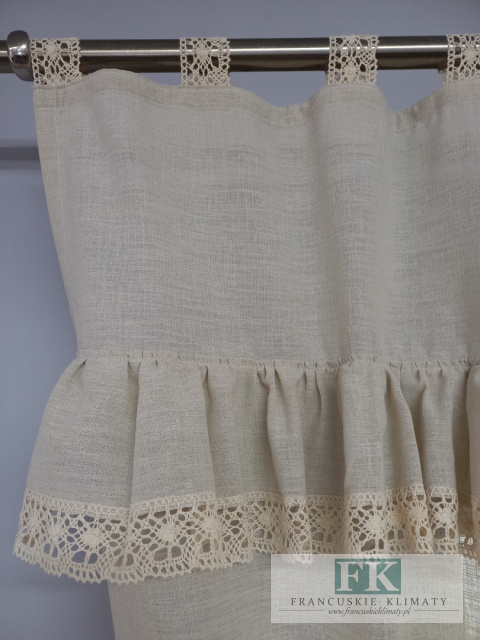 PRZEPIĘKNY KOMPLET NATURA Z FALBANKĄ 2X 160/100 PROWASJA,SHABBY ,VINTAGE