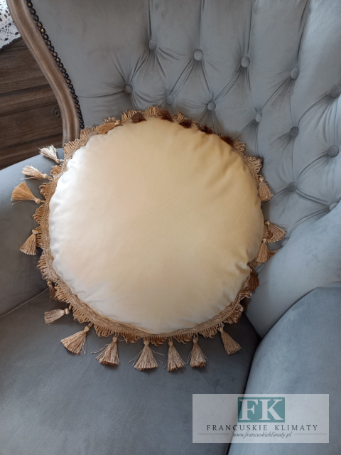 EKSLUZYWNA PODUSZKA fi 50 CM KREM, VELVET welwet chwosty