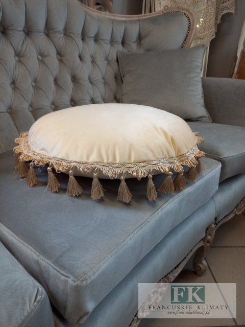EKSLUZYWNA PODUSZKA fi 50 CM KREM, VELVET welwet chwosty