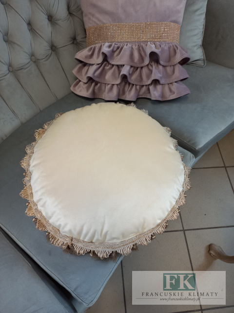 EKSLUZYWNA PODUSZKA fi 50 CM KREM, VELVET welwet chwosty