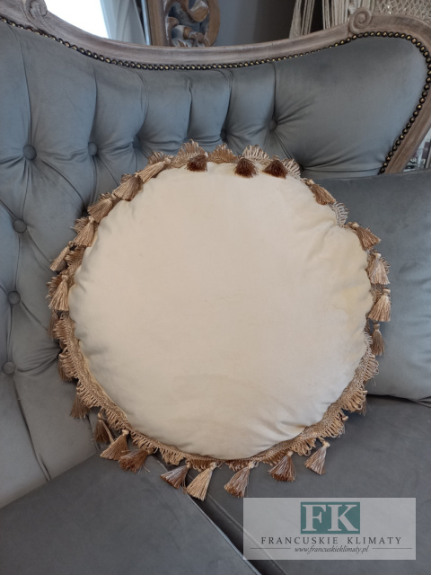 EKSLUZYWNA PODUSZKA fi 50 CM KREM, VELVET welwet chwosty