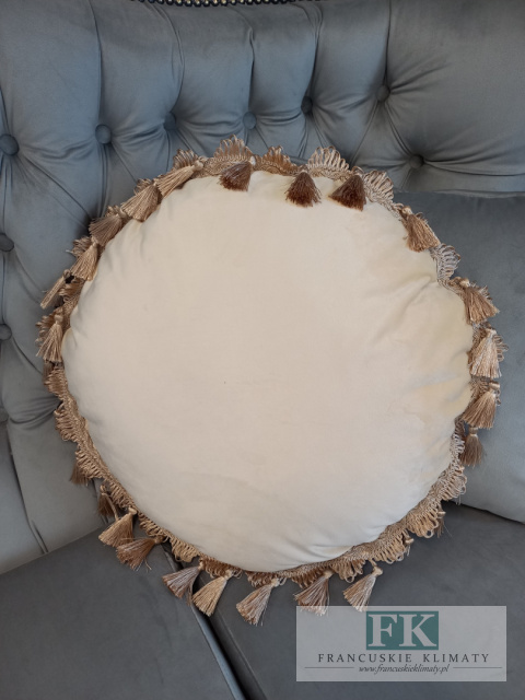 EKSLUZYWNA PODUSZKA fi 50 CM KREM, VELVET welwet chwosty