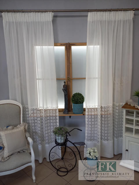 KOMPLET ZASŁON Z GIPIURĄ 140/240 PROWANSJA ,SHABBY