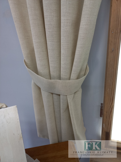 KPL KOMPLET NATURA ZASŁONY BOKI , LAMBREKIN SZYDEŁKO 140/160 x 2 , 200/60