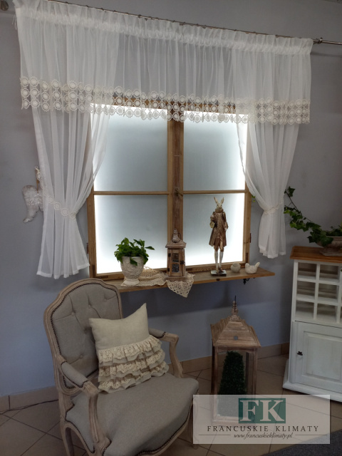 PRZEPIĘKNY KOMPLET ECRU, FIRANA GIPIURA + BOKI 350\ 150 cm
