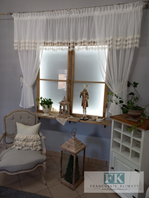 PRZEPIĘKNY KOMPLET ECRU, FIRANA GIPIURA + BOKI 350\ 150 cm