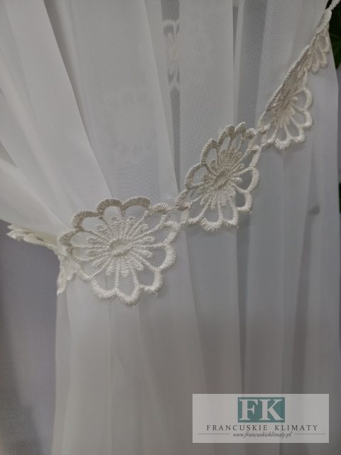 PRZEPIĘKNY KOMPLET ECRU, FIRANA GIPIURA + BOKI 350\ 150 cm