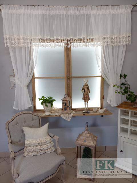 PRZEPIĘKNY KOMPLET ECRU, FIRANA GIPIURA + BOKI 350\ 150 cm