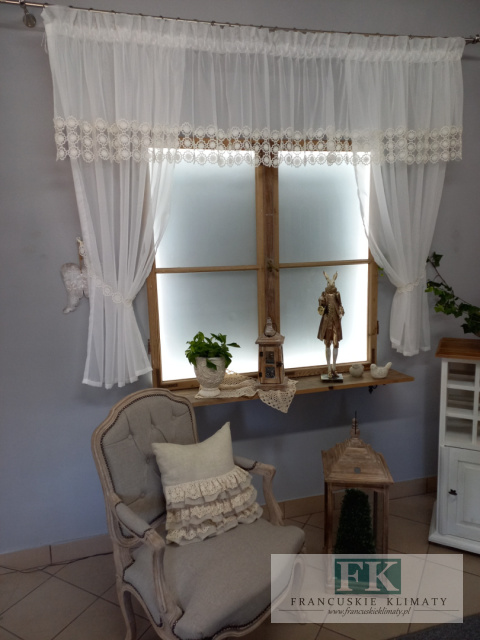 PRZEPIĘKNY KOMPLET ECRU, FIRANA GIPIURA + BOKI 350\ 150 cm